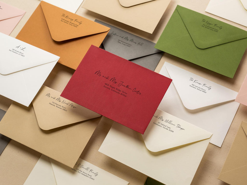 A7 envelope address printing (d1) - custom white ink printing or black ink printing wedding guests invitation return envelopes personalized