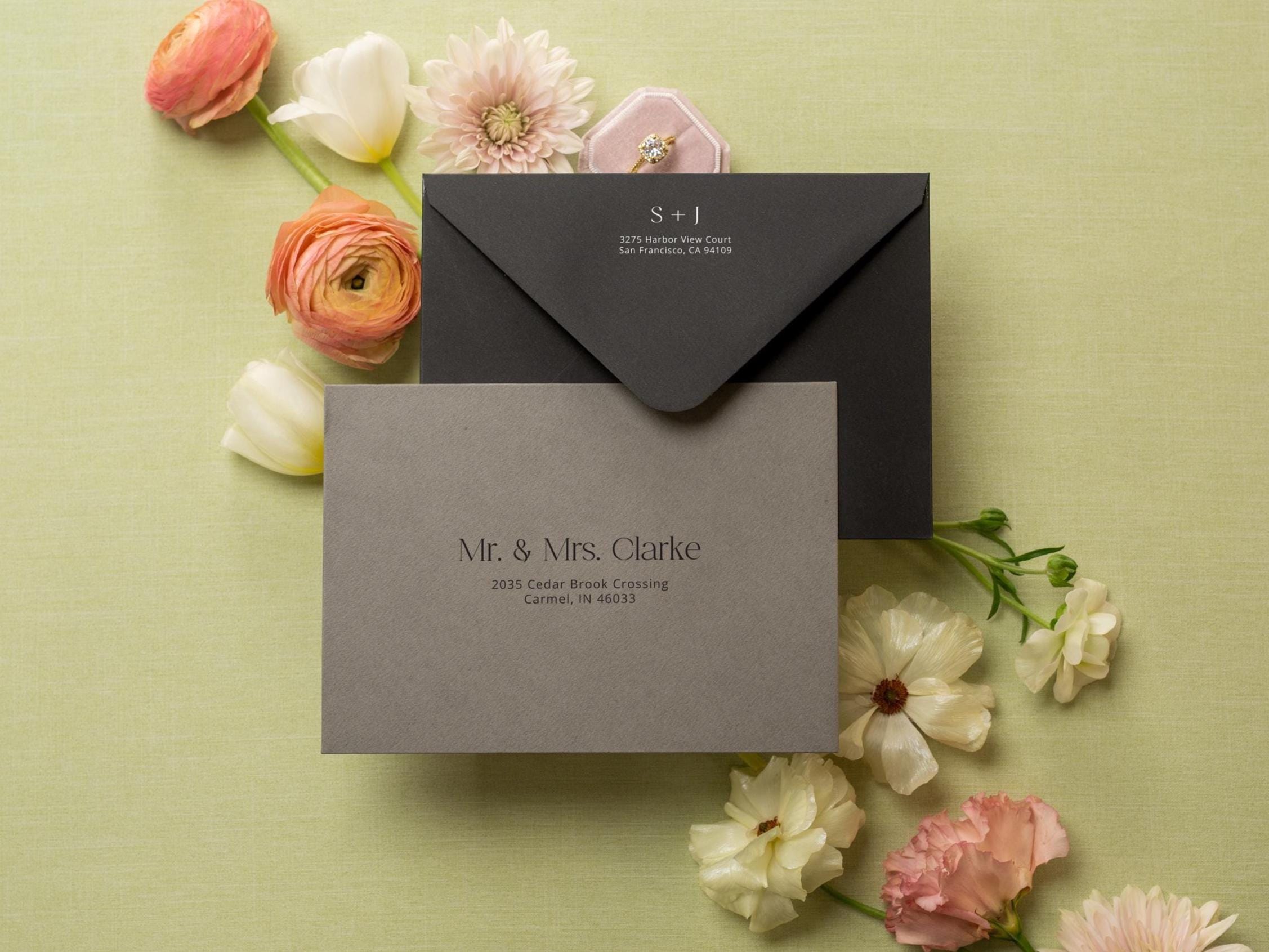 A7 envelope address printing (d5) - White ink or black ink printing wedding guests invitation custom Addressed envelopes Christmas, for 5x7