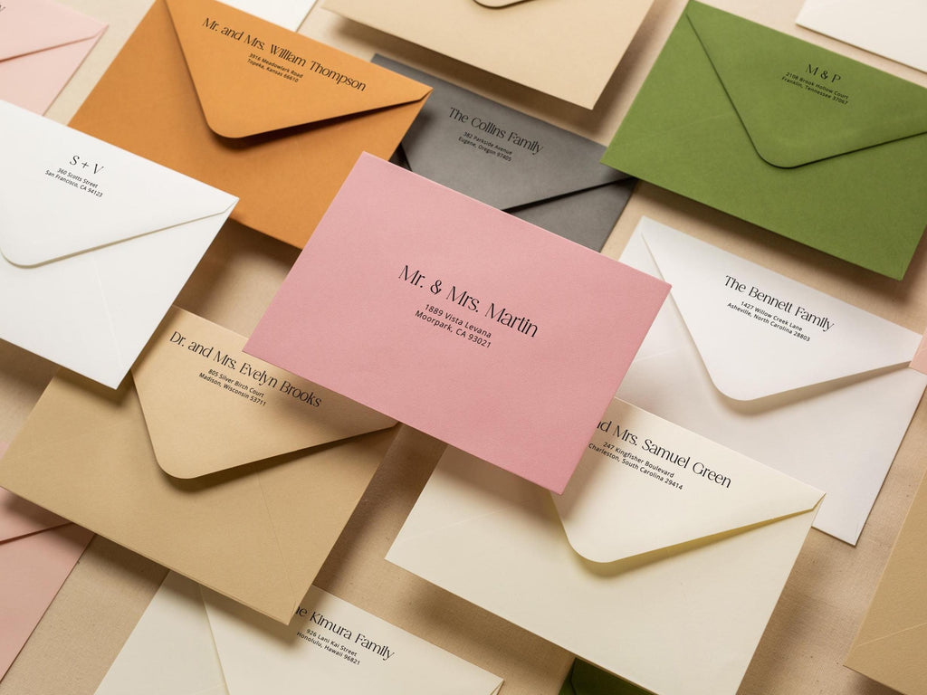 A7 envelope address printing (d5) - White ink or black ink printing wedding guests invitation custom Addressed envelopes Christmas, for 5x7