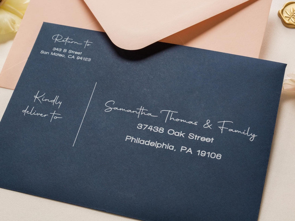 A7 envelope address printing (d7) - Personalized Custom Envelopes with white or blank ink printing for wedding guests invitations envelopes