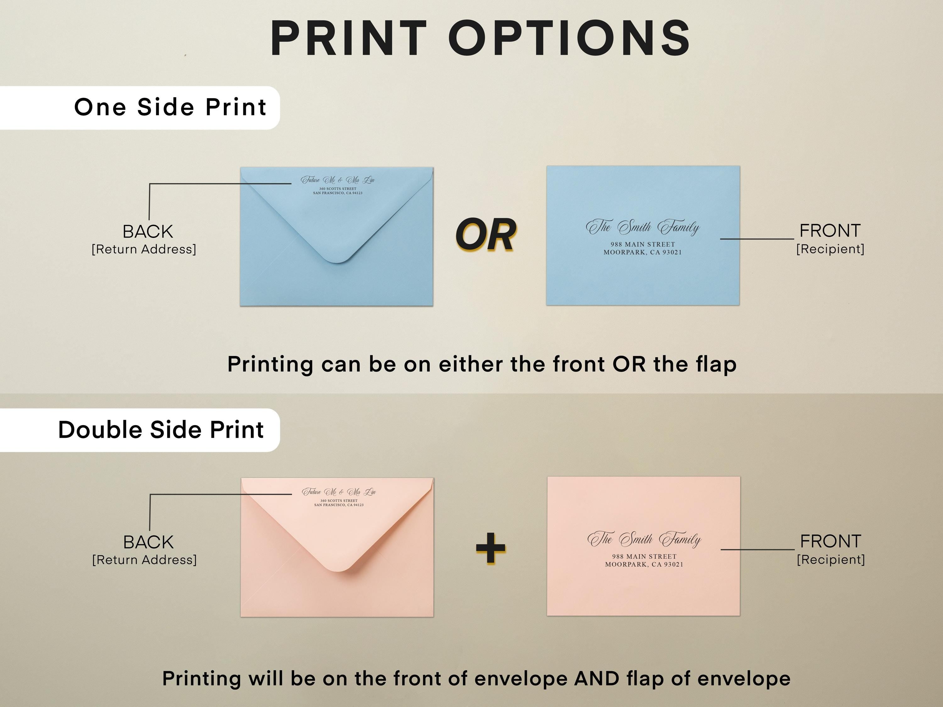 A7 envelope address printing (d2) - custom white or black ink printing guests names invitation return envelopes personalized black gray
