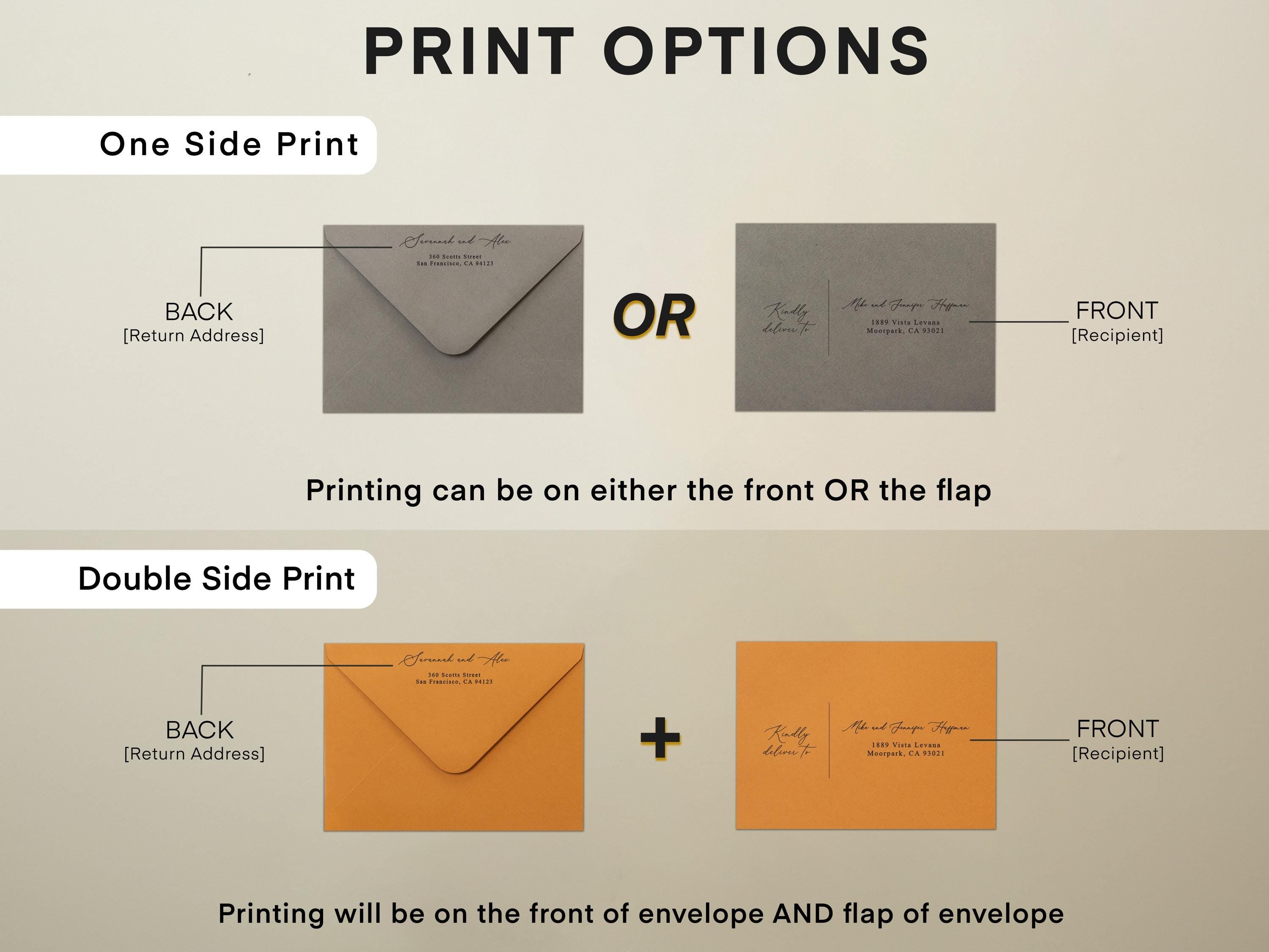 A7 envelope address printing (d6) - Custom Personalized White ink printing or blank ink printing wedding guests invitations return addresses