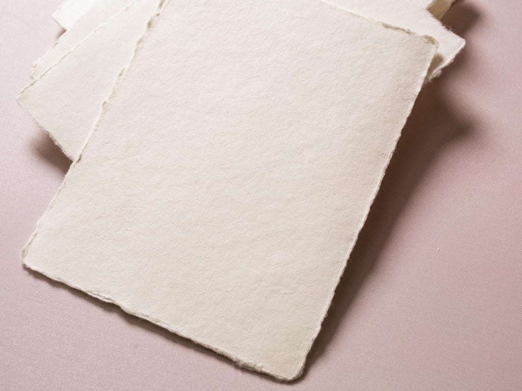 Printed Deckled Edge Save-the-Date Cards (D1) - 5x7 Custom Bulk Wedding Stationary Raw Edge on Thick Cotton Paper, Optional A7 Envelopes