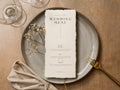 Printed Deckled Edge Wedding Menu - Customizable Thick Raw 100% Cotton Paper for Wedding Reception, Bridal Shower, Engagement Party, 4x9.25"