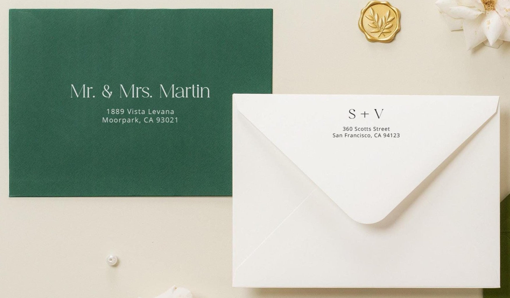 A7 envelope address printing (d5) - with white or black ink custom wedding guest invitation black navy green return envelopes personalized