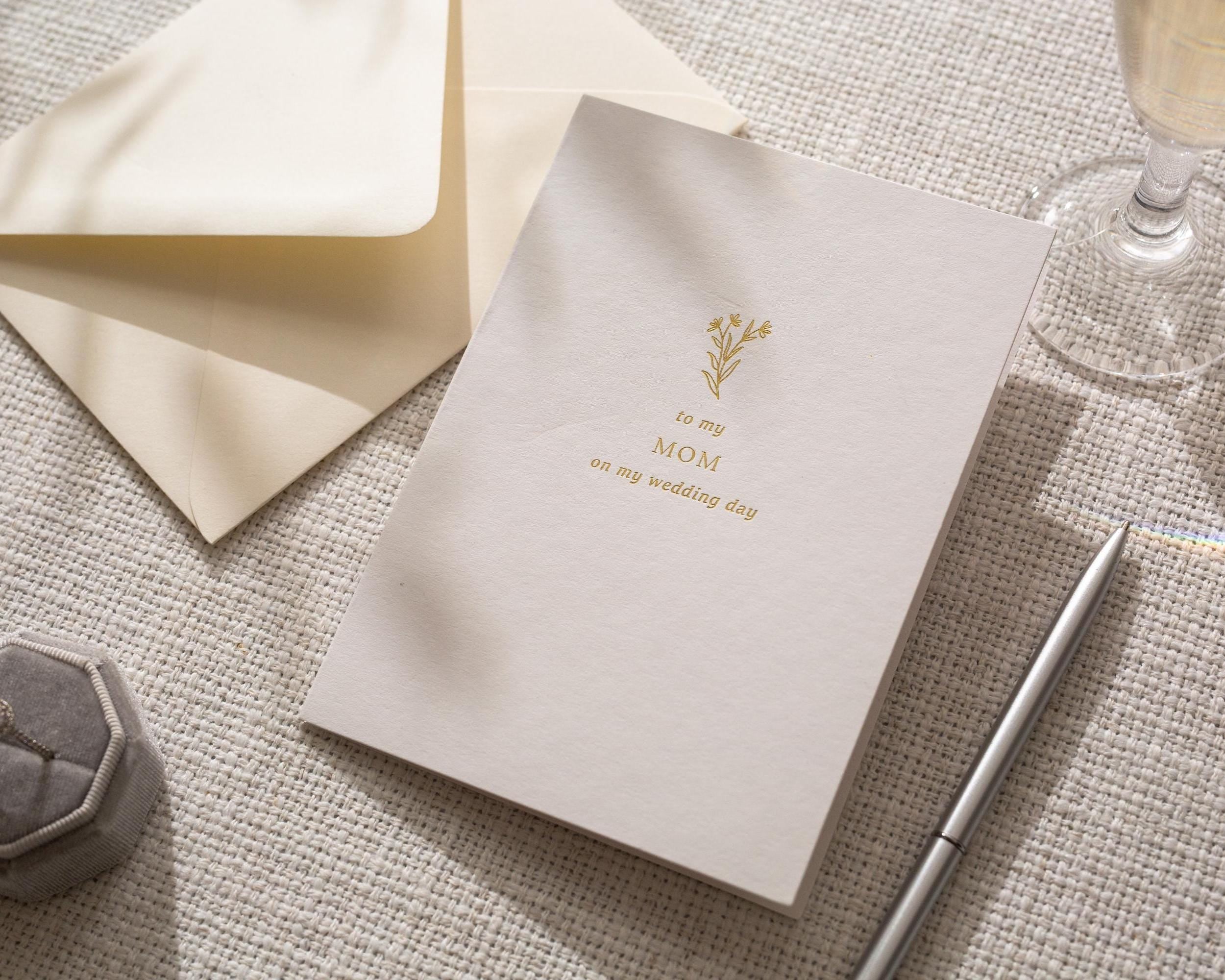 Gold Embossed To My Mom & Dad on My Wedding Day Card Set w/ Envelopes - Set of 2 Ready To Ship Parent Thank You Letter Keepsake
