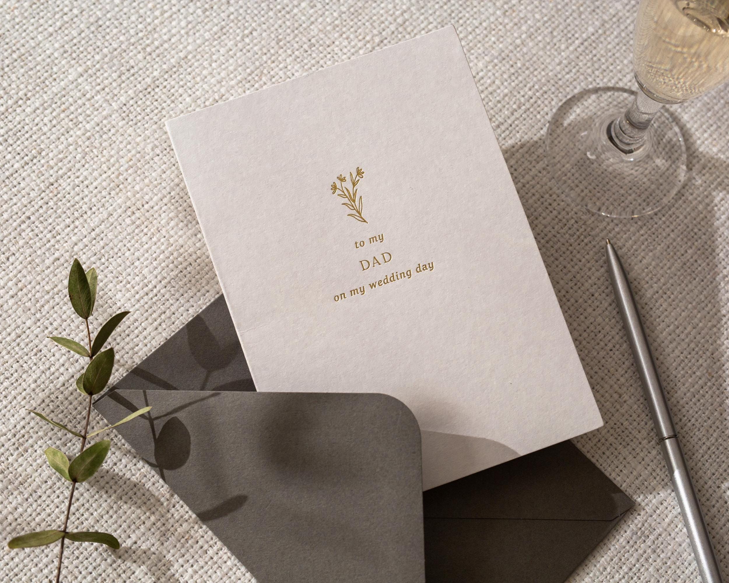 Gold Embossed To My Mom & Dad on My Wedding Day Card Set w/ Envelopes - Set of 2 Ready To Ship Parent Thank You Letter Keepsake