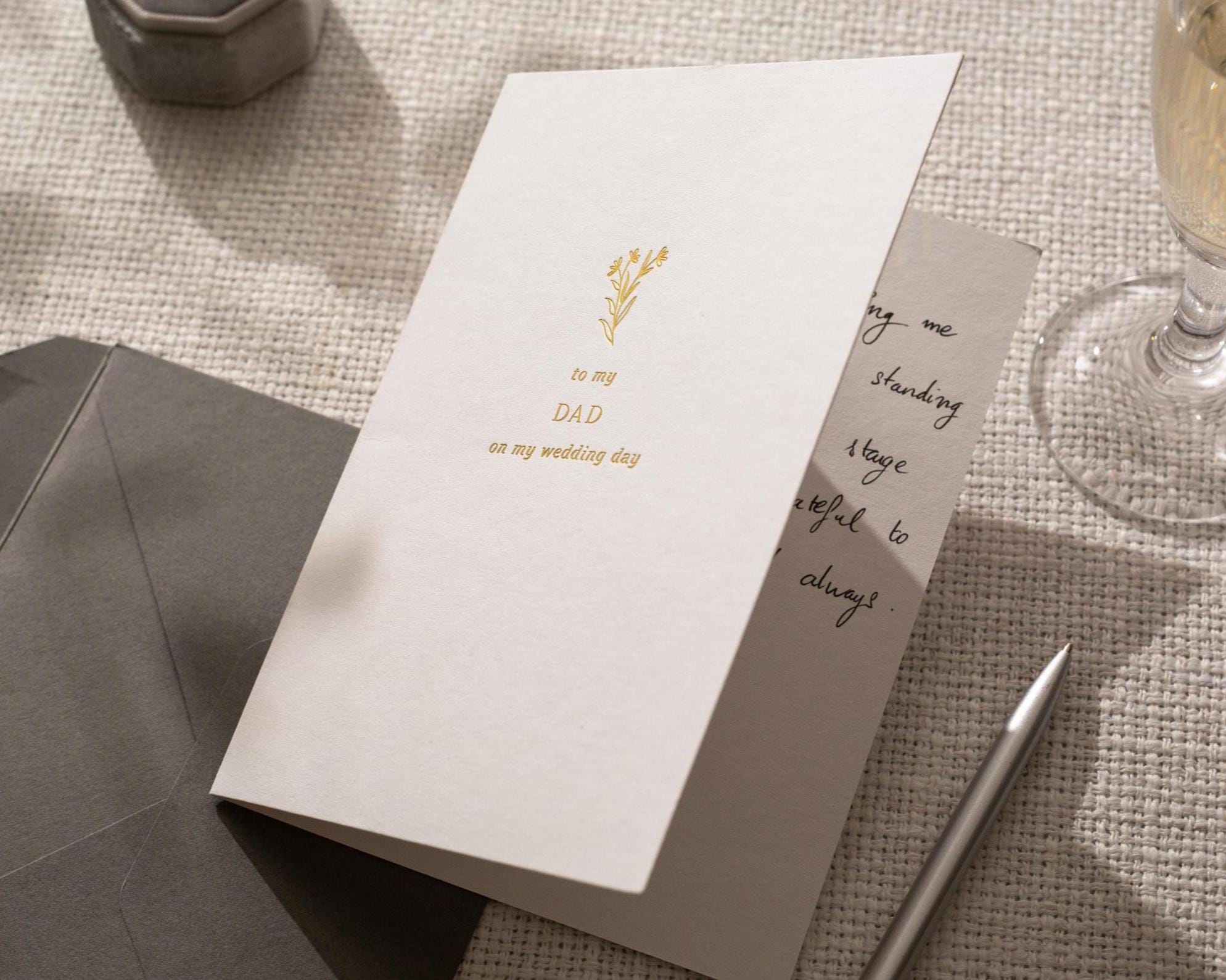 Gold Embossed To My Mom & Dad on My Wedding Day Card Set w/ Envelopes - Set of 2 Ready To Ship Parent Thank You Letter Keepsake