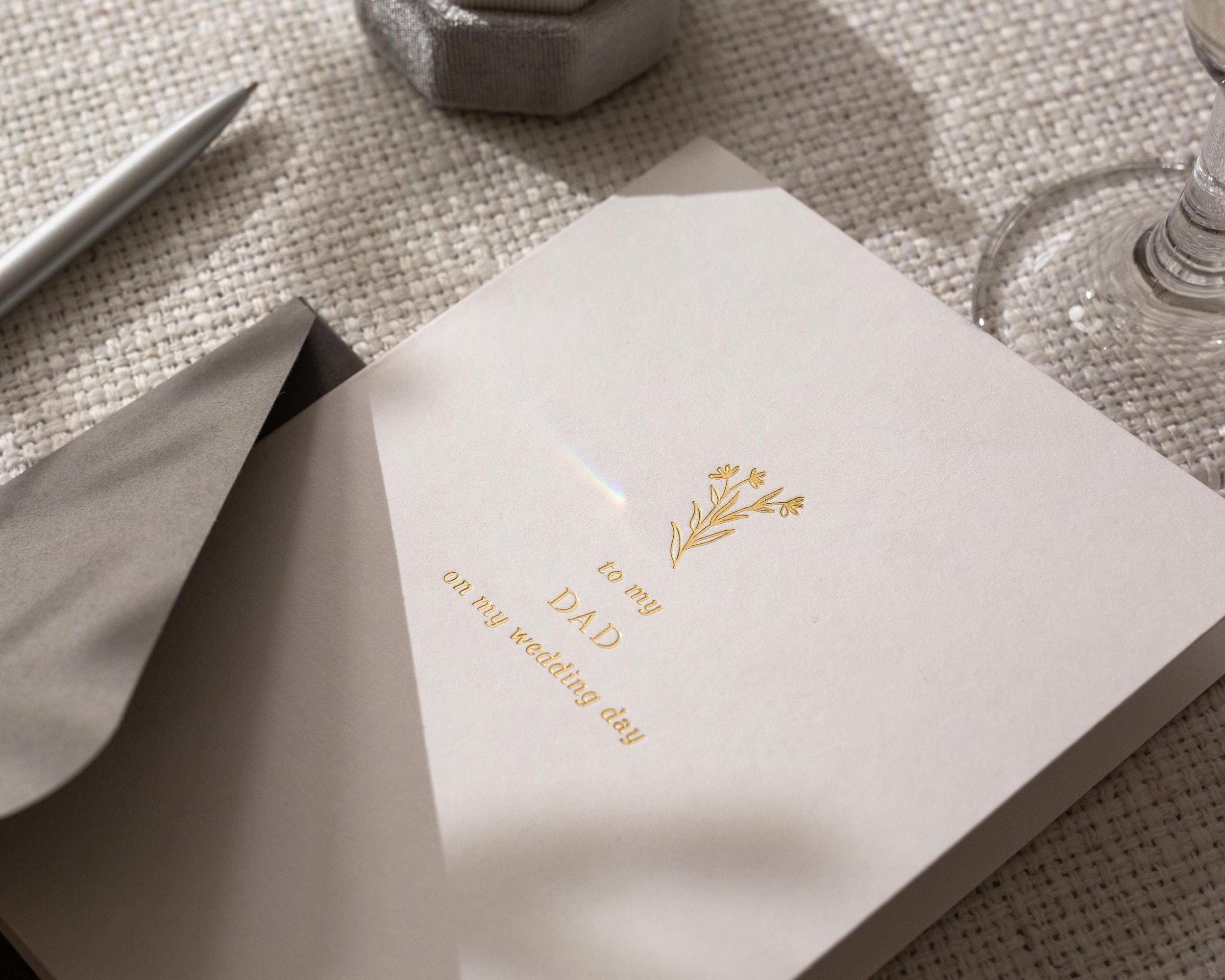 Gold Embossed To My Mom & Dad on My Wedding Day Card Set w/ Envelopes - Set of 2 Ready To Ship Parent Thank You Letter Keepsake