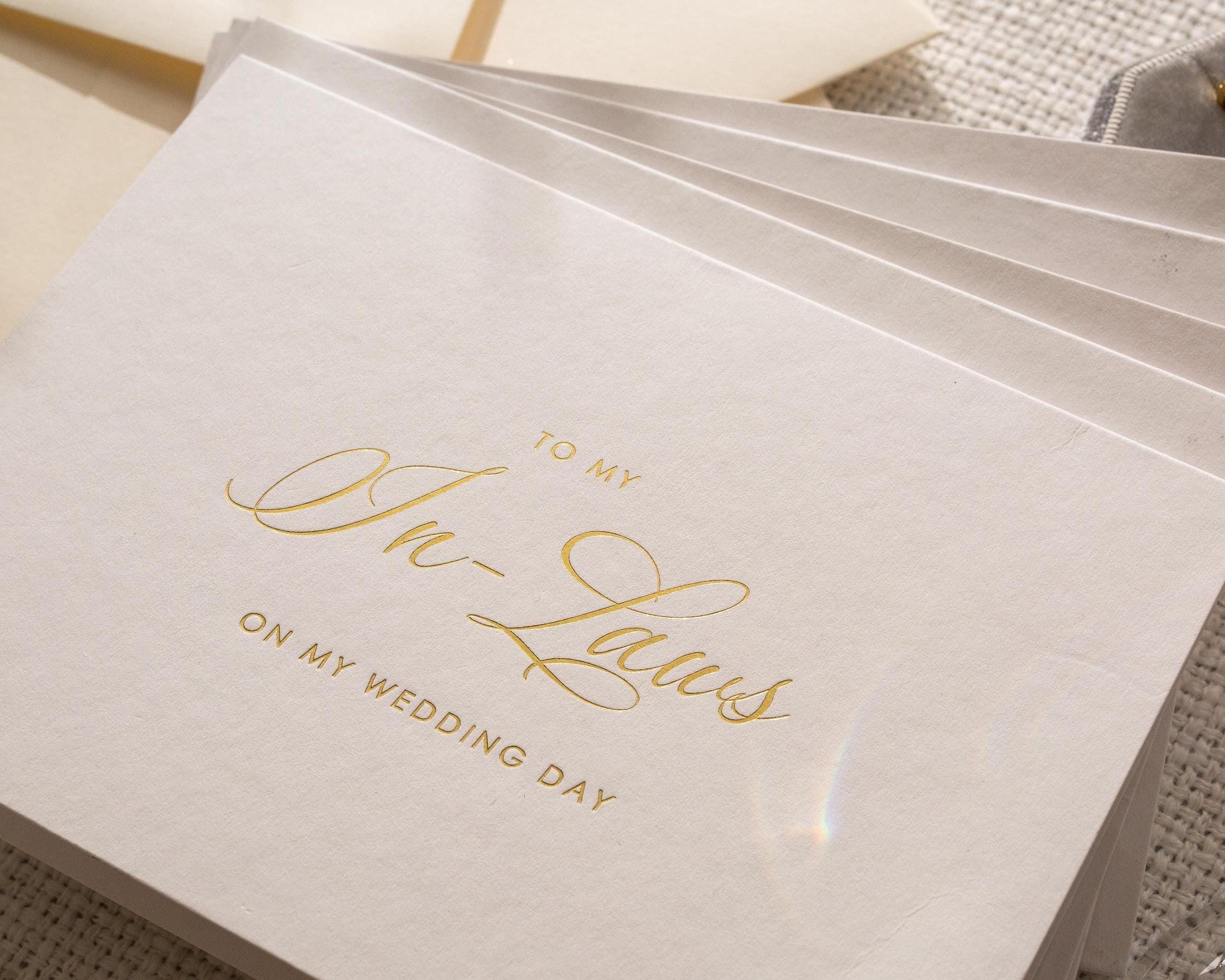 Gold Embossed To My Maid of Honor Card w/ Envelope - Ready To Ship Bridal Party Bridesmaid Thank You Letter on Wedding Day