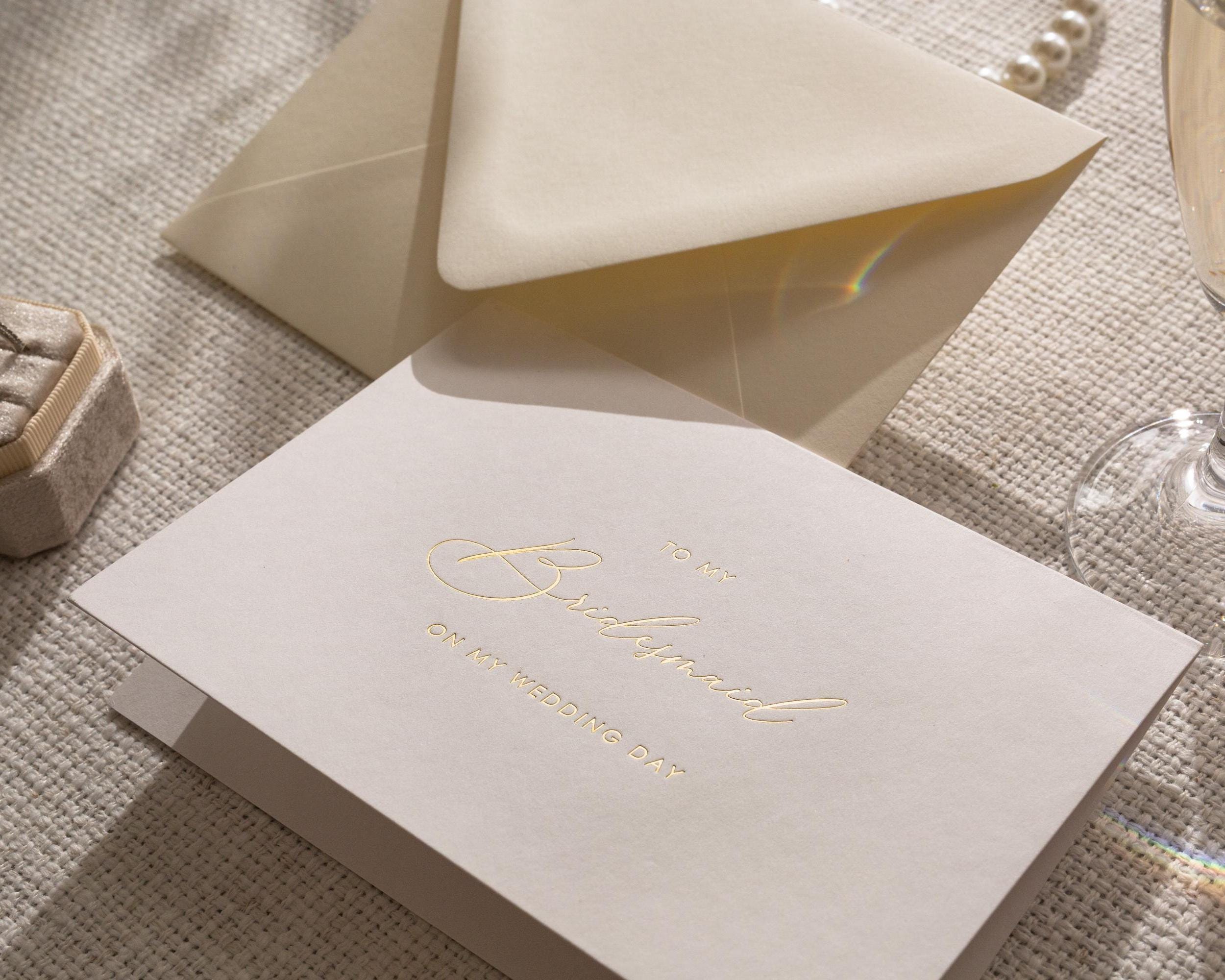 Gold Embossed "To My" Wedding Thank You Card w/ Envelope - Ready To Ship Maid of Honor Bridesmaid Mom Dad In-Laws Letter Keepsake
