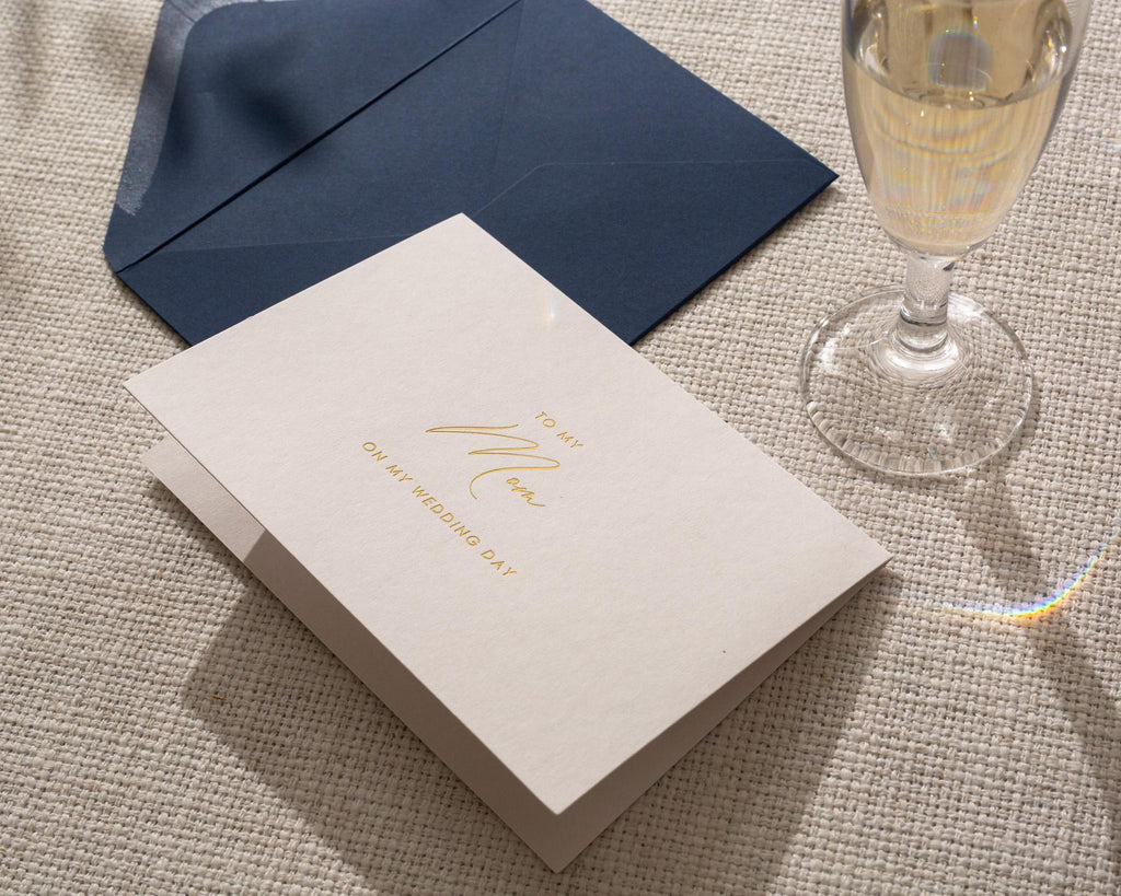 Gold Embossed To My Mom On Our Wedding Day Card w/ Envelope - Ready To Ship Wedding Morning Letter, Mother of the Bride Keepsake Note Gift
