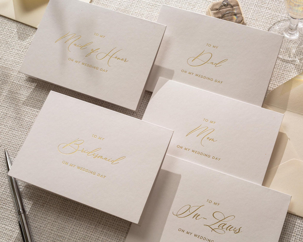 Gold Embossed To My Mom On Our Wedding Day Card w/ Envelope - Ready To Ship Wedding Morning Letter, Mother of the Bride Keepsake Note Gift