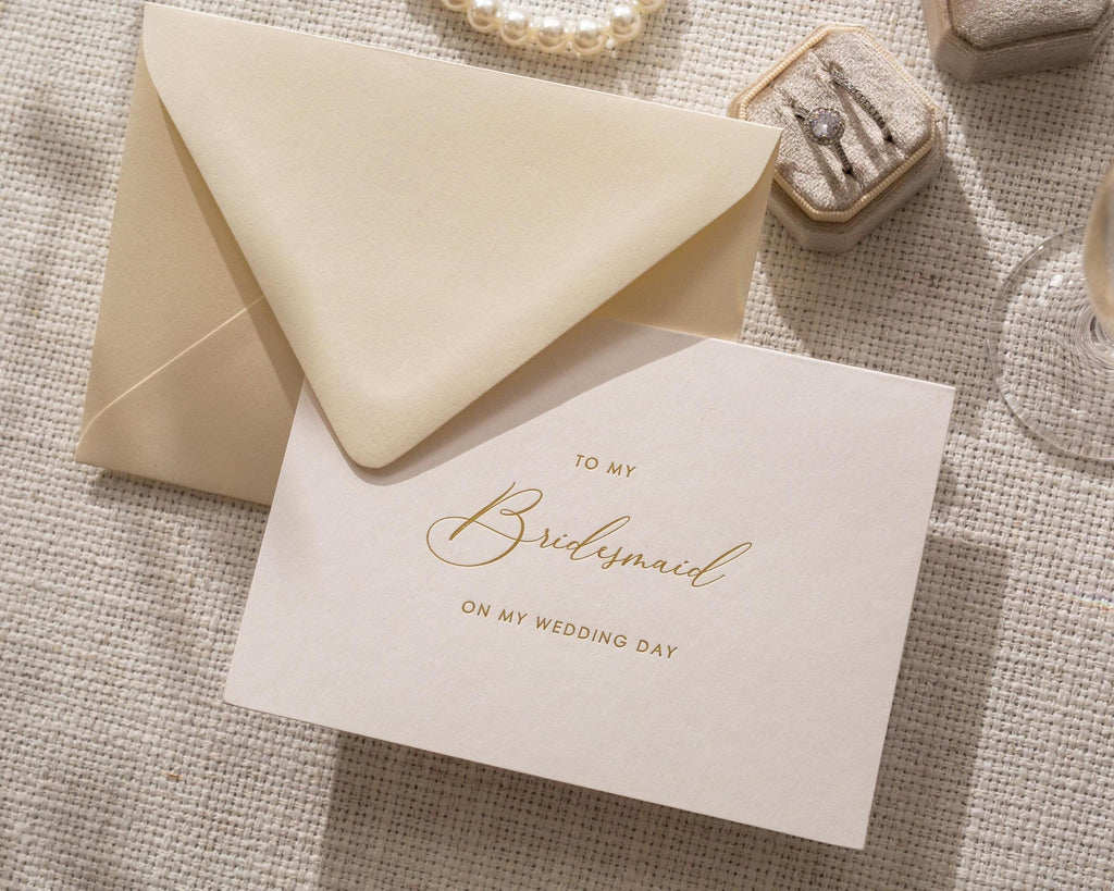 Gold Embossed To My Mom On Our Wedding Day Card w/ Envelope - Ready To Ship Wedding Morning Letter, Mother of the Bride Keepsake Note Gift