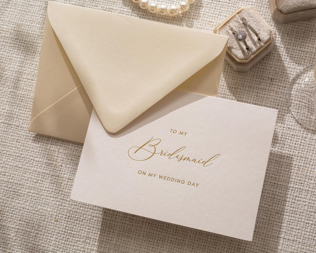 Gold Embossed To My In-Laws Thank You Card w/ Envelope - Wedding Day Morning Note Stationery for Groom's and Bride's Parents