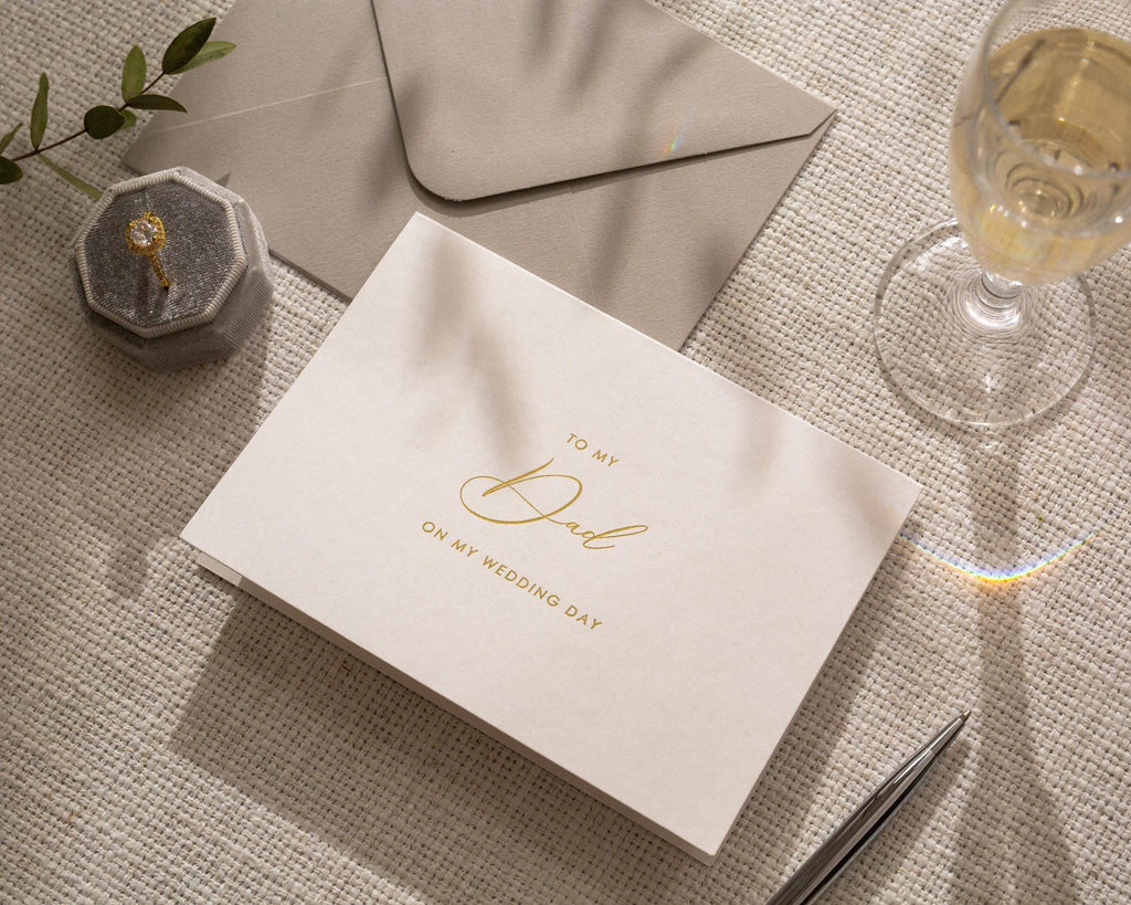 Gold Embossed To My In-Laws Thank You Card w/ Envelope - Wedding Day Morning Note Stationery for Groom's and Bride's Parents