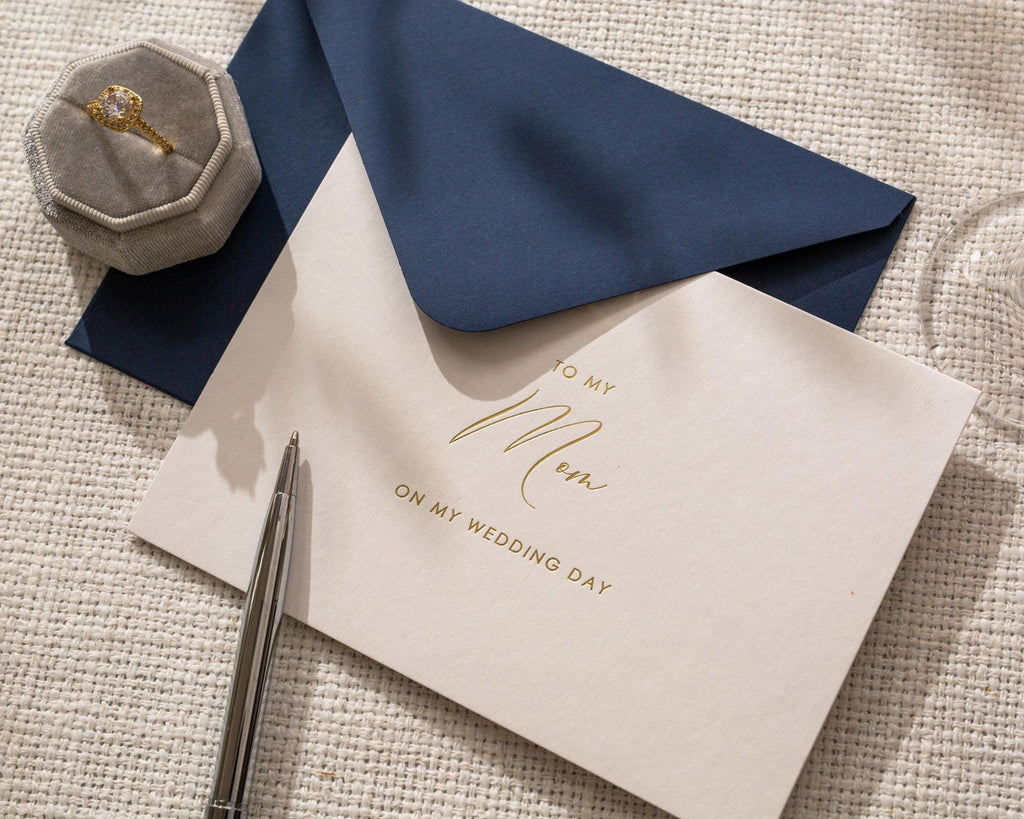 Gold Embossed To My In-Laws Thank You Card w/ Envelope - Wedding Day Morning Note Stationery for Groom's and Bride's Parents