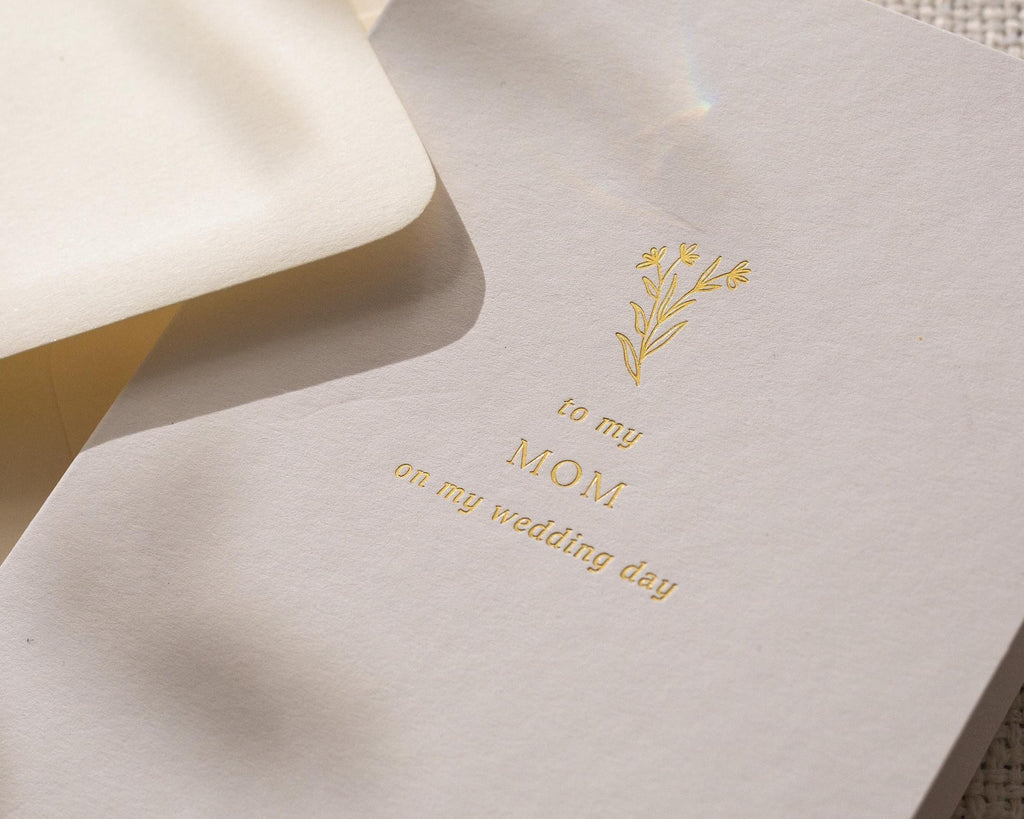 Gold Embossed To My Mom & Dad on My Wedding Day Card Set w/ Envelopes - Set of 2 Ready To Ship Parent Thank You Letter Keepsake
