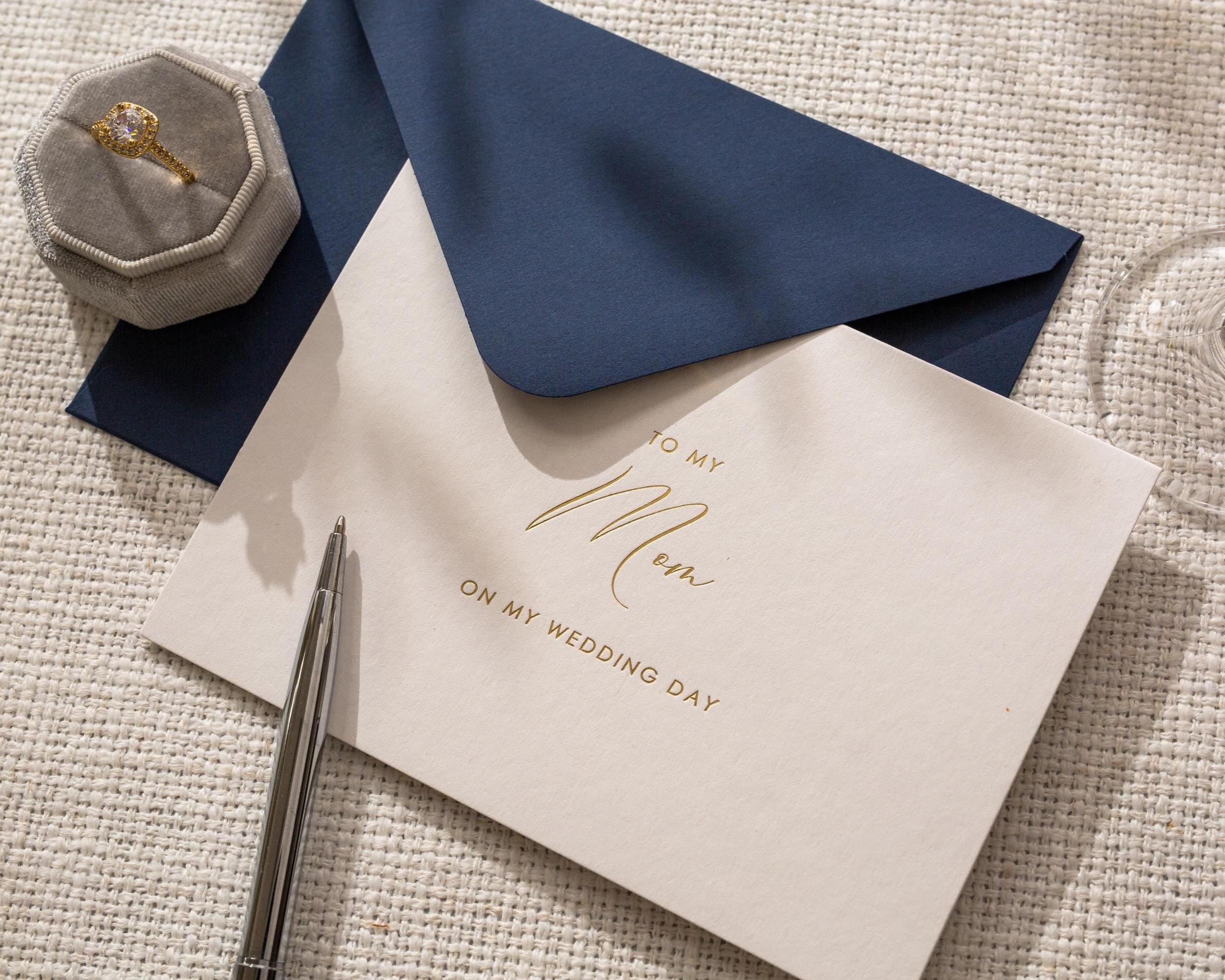 Gold Embossed To My Maid of Honor Card w/ Envelope - Ready To Ship Bridal Party Bridesmaid Thank You Letter on Wedding Day
