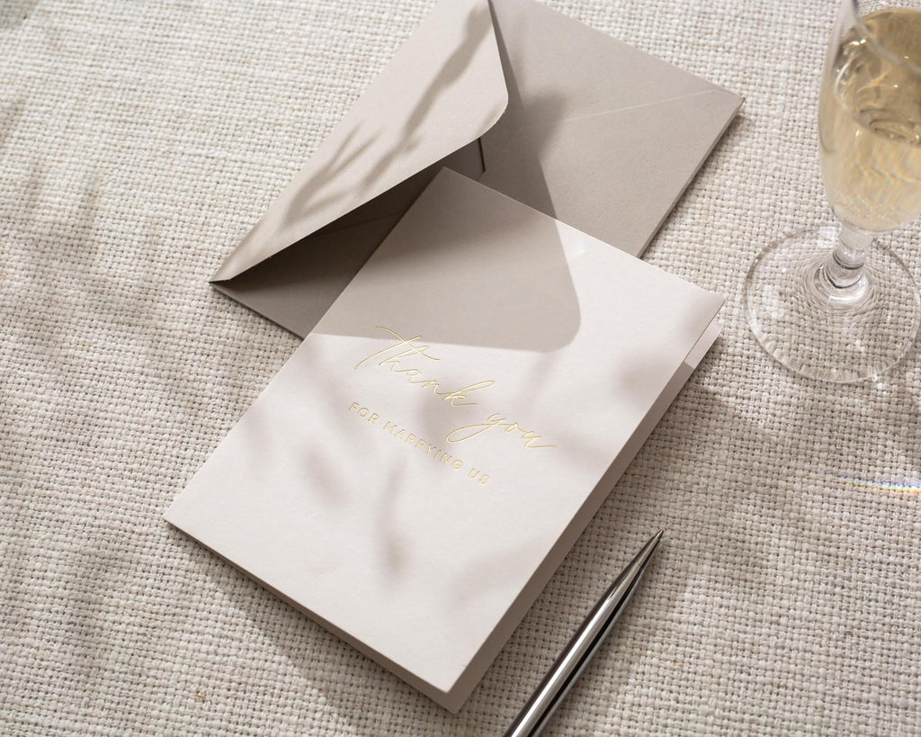 Gold Embossed Folded Card w/ Envelope (TY4) - Thank You for Marrying Us Card for Officiant, Pastor, Minister Appreciation Ceremony Keepsake