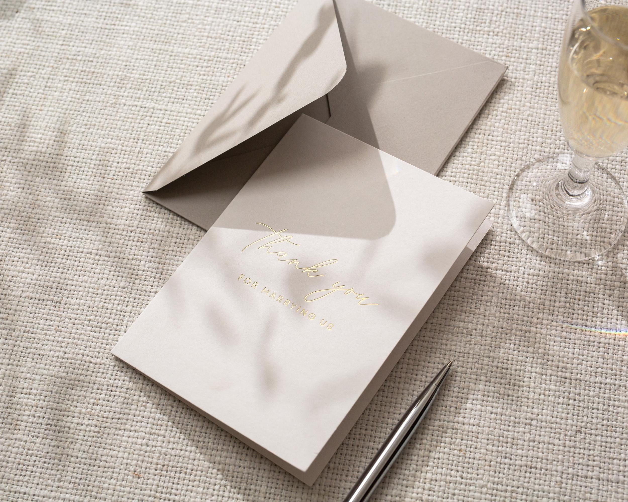 Gold Embossed Folded Card w/ Envelope (TY4) - Thank You for Marrying Us Card for Officiant, Pastor, Minister Appreciation Ceremony Keepsake