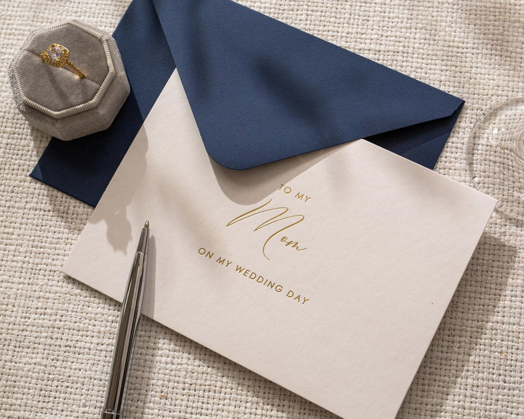 Gold Embossed "To My" Wedding Thank You Card w/ Envelope - Ready To Ship Maid of Honor Bridesmaid Mom Dad In-Laws Letter Keepsake