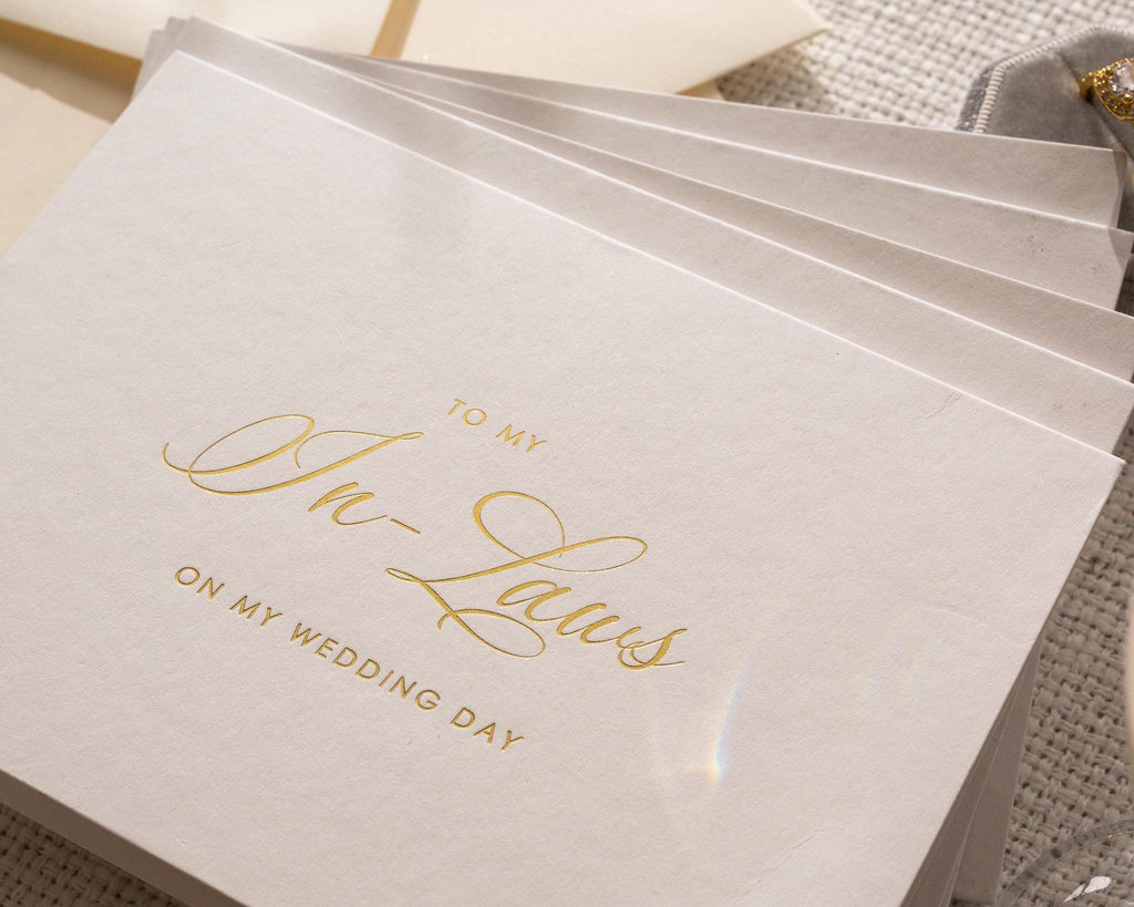 Gold Embossed "To My" Wedding Thank You Card w/ Envelope - Ready To Ship Maid of Honor Bridesmaid Mom Dad In-Laws Letter Keepsake