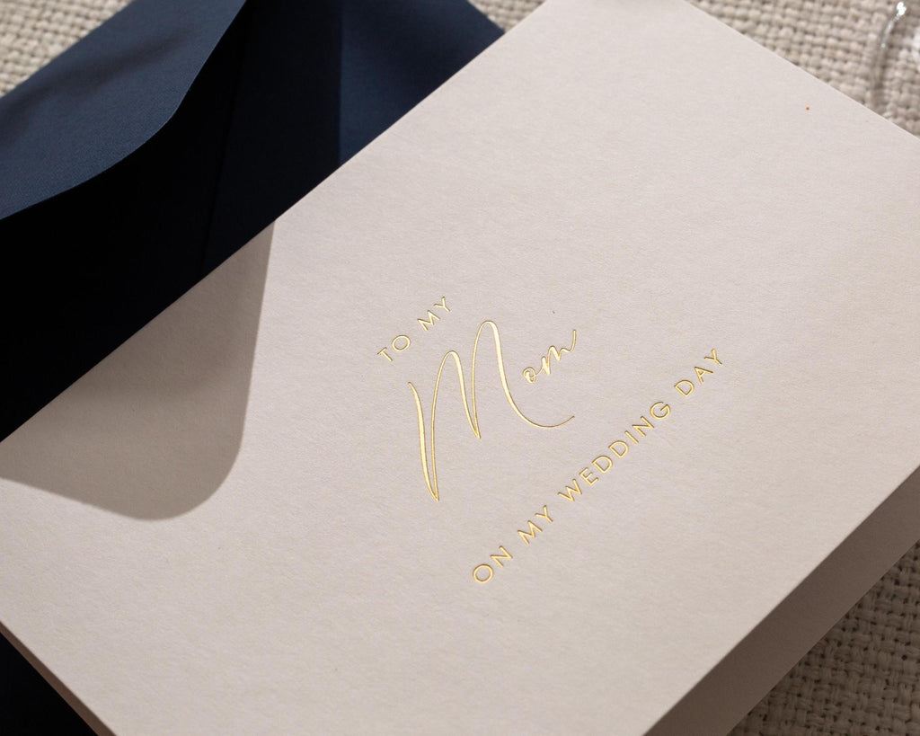 Gold Embossed To My Mom On Our Wedding Day Card w/ Envelope - Ready To Ship Wedding Morning Letter, Mother of the Bride Keepsake Note Gift