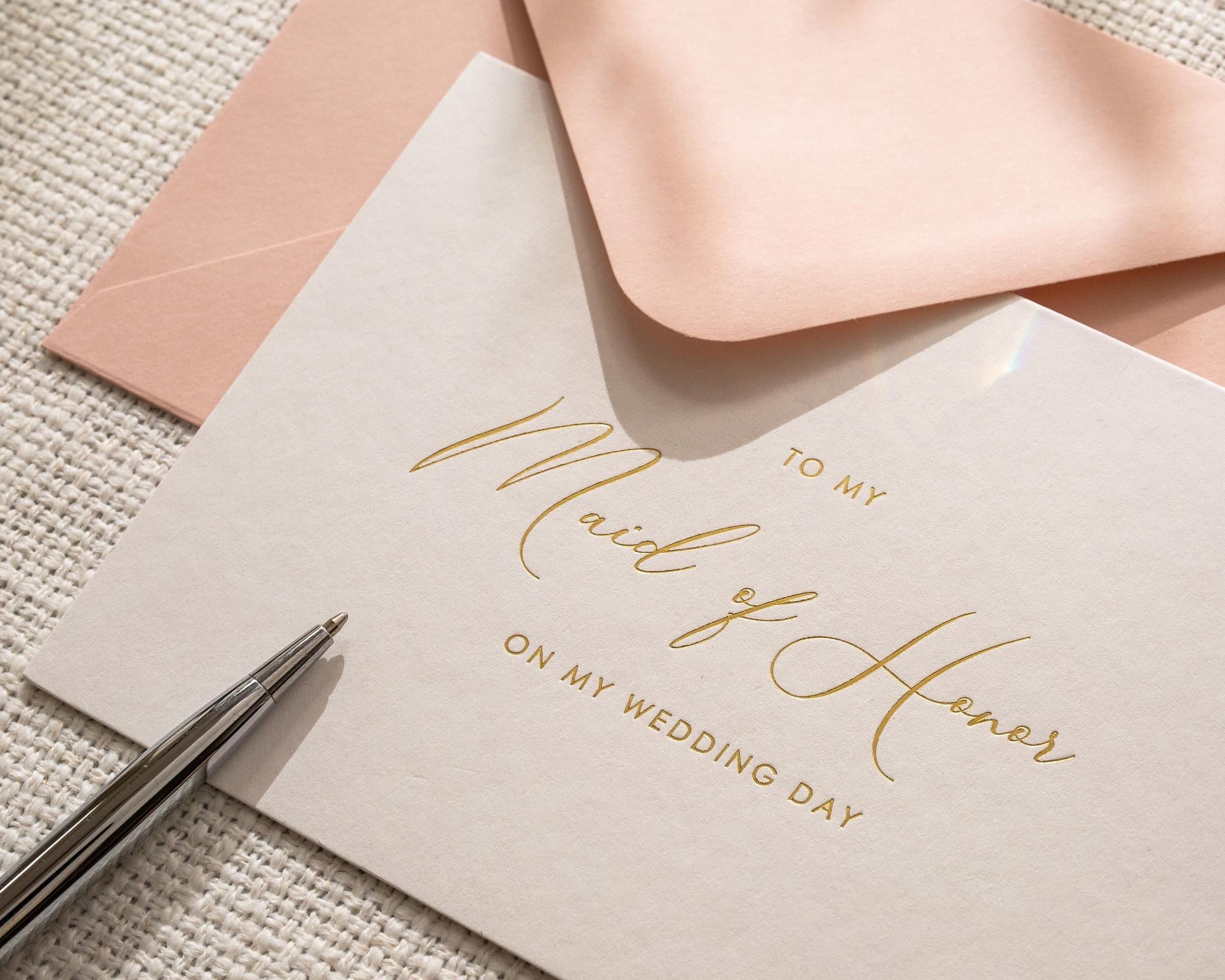 Gold Embossed To My Mom On Our Wedding Day Card w/ Envelope - Ready To Ship Wedding Morning Letter, Mother of the Bride Keepsake Note Gift