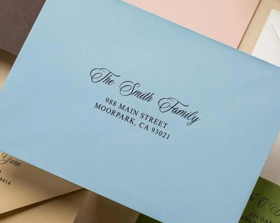 A7 envelope address printing (d2) - custom white or black ink printing guests names invitation return envelopes personalized black gray