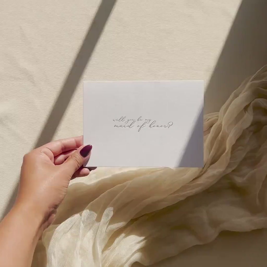 Gold Embossed Folded Card w/ Envelope (Maid) - Will You Be My Maid Of Honor Proposal Card Bridesmaid Wedding Stationery Thank You Letter