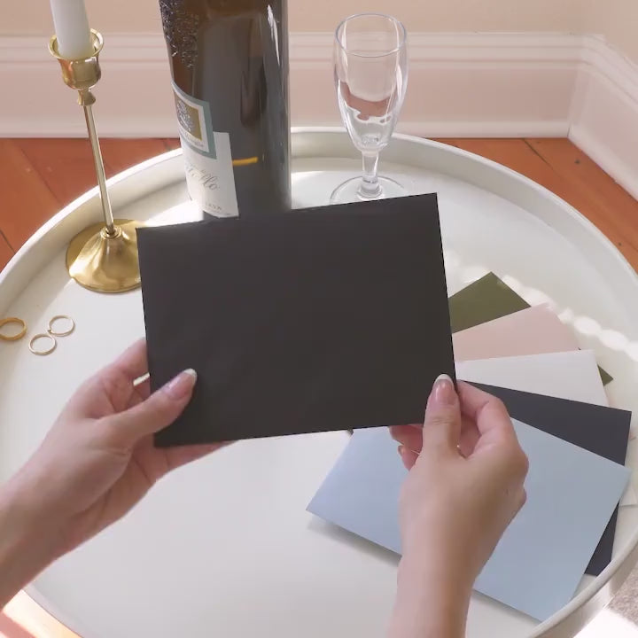 Gold Embossed Folded Card w/ Envelope (TY3) - Gold Foil Stamped Minimalist Thank You Card Blank Wedding Business Client Party Classic Simple