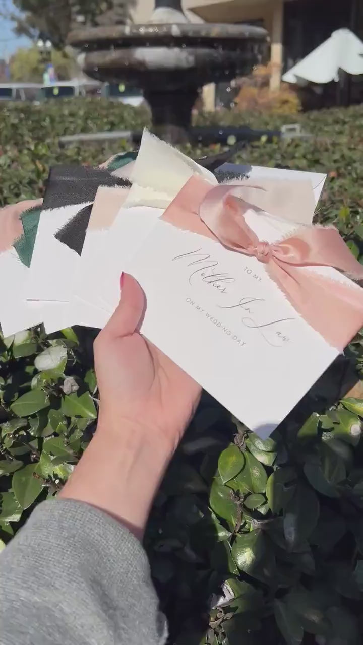 Wedding day folded card w/ ribbon (d2) - to my best friend maid of honor bridesmaid on my wedding day custom card with date