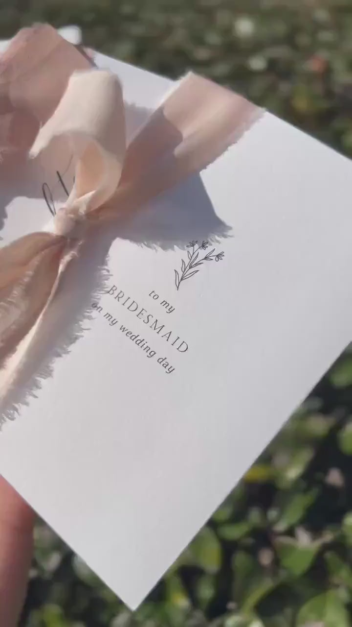 Wedding day folded card w/ ribbon (d1) - thank you cards to family bridal party moh bridesmaid mom dad mil fil parents gift