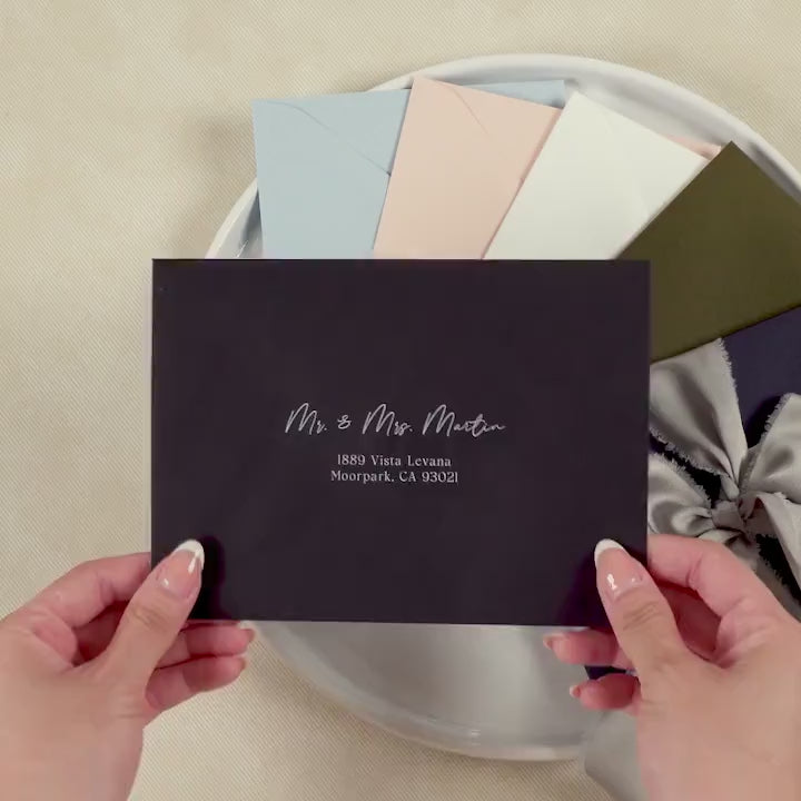 A7 envelope address printing (d1) - custom white ink printing or black ink printing wedding guests invitation  return envelopes personalized