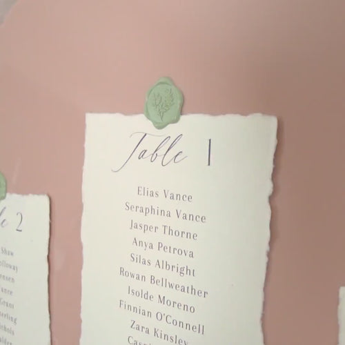 Deckle Edge Table Assignment Signs - 5x7" Seating Chart Lists for Wedding Reception Dinner, Name Check-in Table Sign, Wedding Decor, Ivory