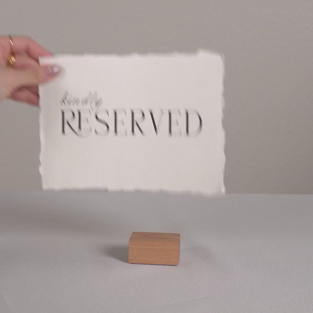 Kindly Reserved Sign Deckle Edge Paper (Design 11) - Bride Groom Family Section Wedding Ceremony Reception Event Decor Signage Ready to Ship