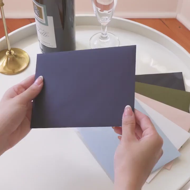 Gold Embossed Folded Card w/ Envelope (TY1) - Modern Minimalist Letter Stationery Set Thank You Notes Engagement Wedding Shower