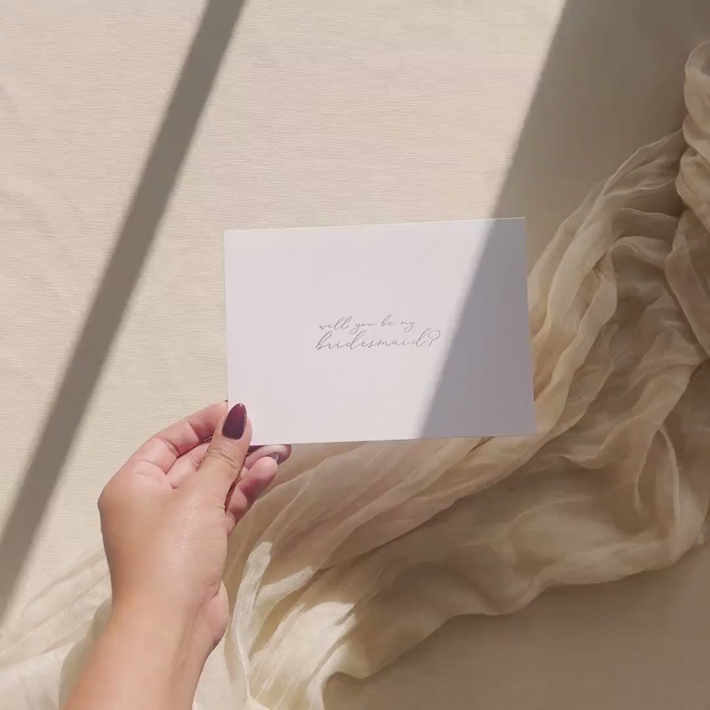 Gold Embossed Folded Card w/ Envelope (Bridesmaid) - Wedding Party Stationery Bridesmaid Proposal Card Will You Be My Bridesmaid Request